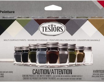 Testors Camo Flat Enamel 9-bottle Paint Set Exterior and Interior 0.25oz each