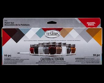 Auto Detail Enamel Paint Set - 9 Bottles for Car, Model Kits, Engine, Lights & Interior