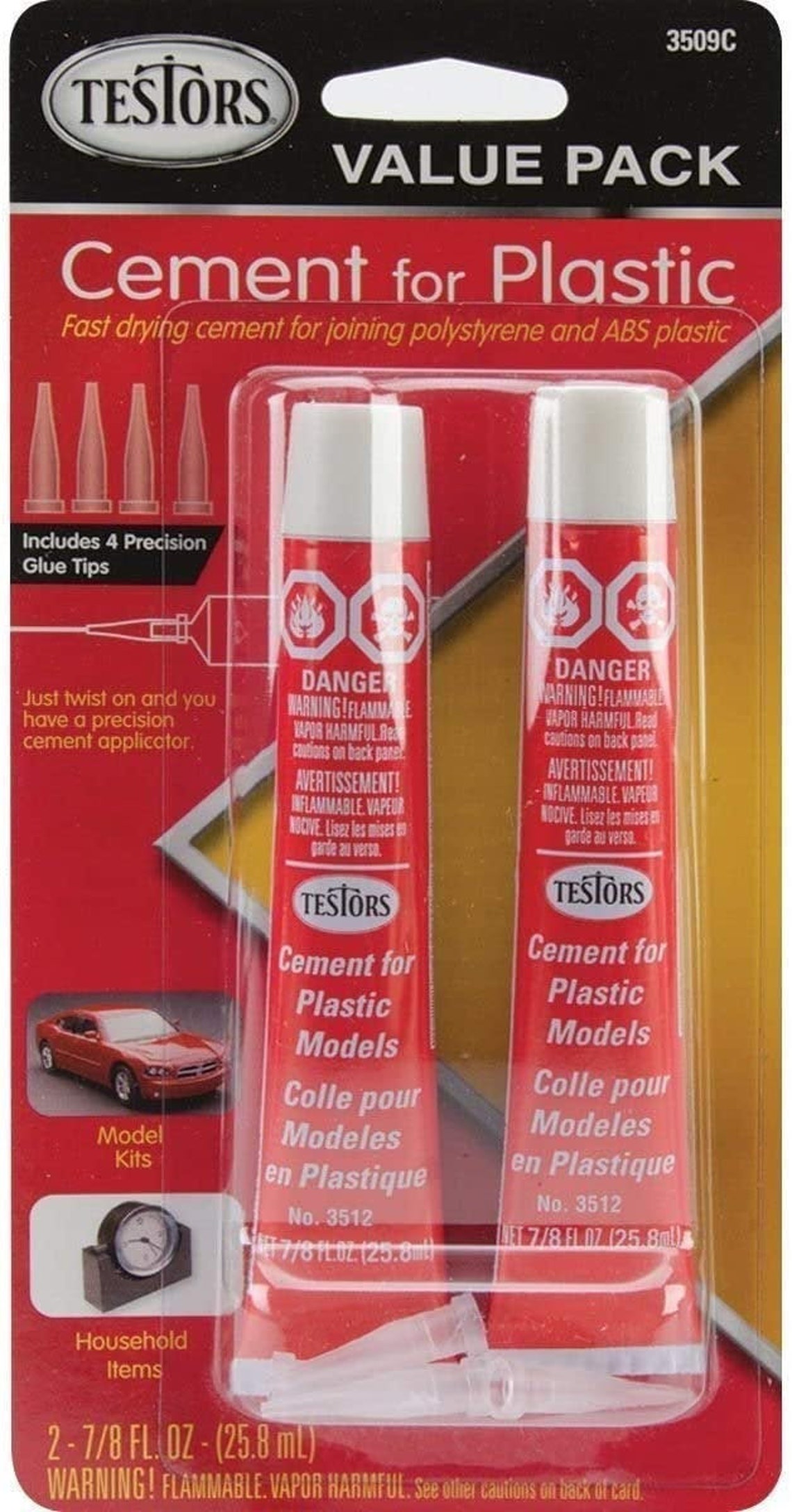 Testors 3509C Testors Plastic Cement Value Pack Includes 4 Precision