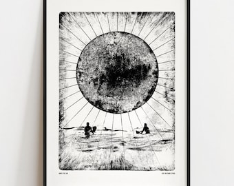 UNDER THE SUN Digital Art Print: Surfing Couple Ocean Poster A4, A3, A2, A1