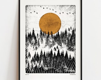 FOREST VIEW Digital Art Print: Landscape Sun Poster A4, A3, A2, A1