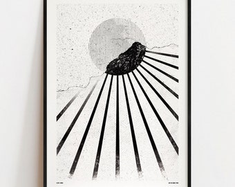 SILVER LININGS Digital Art Print: Minimalist Sun Rays Poster A4, A3