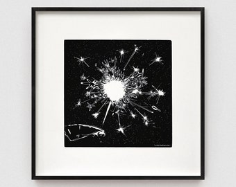 SPARKS Digital Art Print: Sparkler Fireworks Night Magic Poster Square 300mm