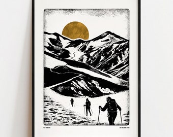 NEW FRONTIERS Digital Art Print: Ski Hiking Walking Mountains Poster A4, A3, A2, A1