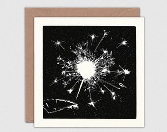 SPARKS Note Card with Envelope: Celebration Fireworks Sparkler, Square 135mm