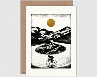 SWITCHBACK Note Card with Envelope: Road Cycling Mountain Landscape, A6 Size (105 x 148mm)