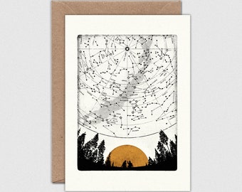 NORTHERN STARS Note Card with Envelope: Forest Stars Milky Way Constellation, A6 Size (105 x 148mm)