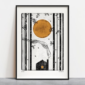 RAUCHENDE HÜTTE Digitaler Kunstdruck: Waldhütte Woodland Poster A4, A3, A2, A1