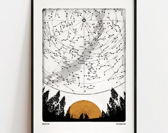 NORTHERN STARS Digital Art Print: Forest Constellation Poster A4, A3, A2, A1