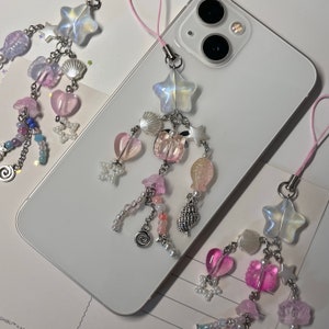 mystical ocean jellyfish beaded charm | keychain crab fish purple pink orange edgy kitsch cute coquette star aesthetic bead phone strap