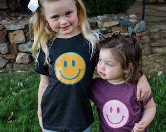 Smiley Face Toddler/Baby/Kids Tshirt, cute kid shirt, happy, be kind, personalized gift, christmas gift, be happy, smile, emoji