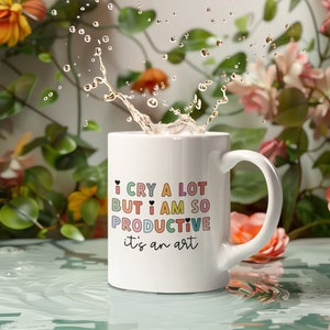 I cry a lot but I am so productive mug, black heart, ttpd, gift, colorful mug zdjęcie 1