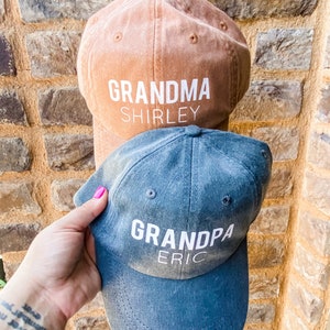 Personalized Grandma and Grandpa Hats, Nana hat, Grandma and Grandpa gift, baby shower, gender reveal, mothers day, custom