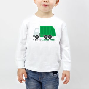 G is for Garbage Truck Long sleeve Tshirt, trash day, trucks, toddler garbage truck, garbage truck birthday party, trash truck boys birthday