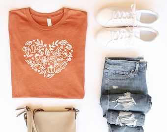 Autumn Love Heart T-Shirt: Fall Family Matching Tee