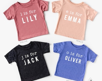 A is for alphabet shirt,Cute Baby/Toddler name Tshirt, Baby gift, baby shirt, alphabet name, christmas gift, personalized shirt, baby infant