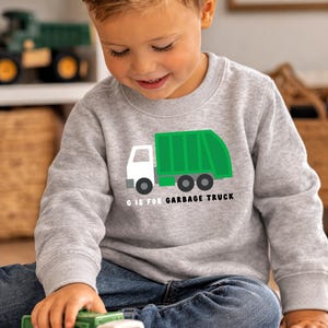 Garbage Truck Toddler Sweatshirt | Personalized Trash Truck Crewneck | Kids Recycling Shirt | Toddler Boys Girls Birthday Outfit