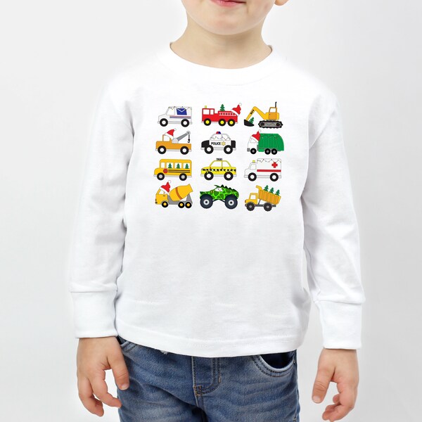 Lots of trucks Chrismtas Version Kids Long Sleeve - Festive Wheels for the Holiday Thrills