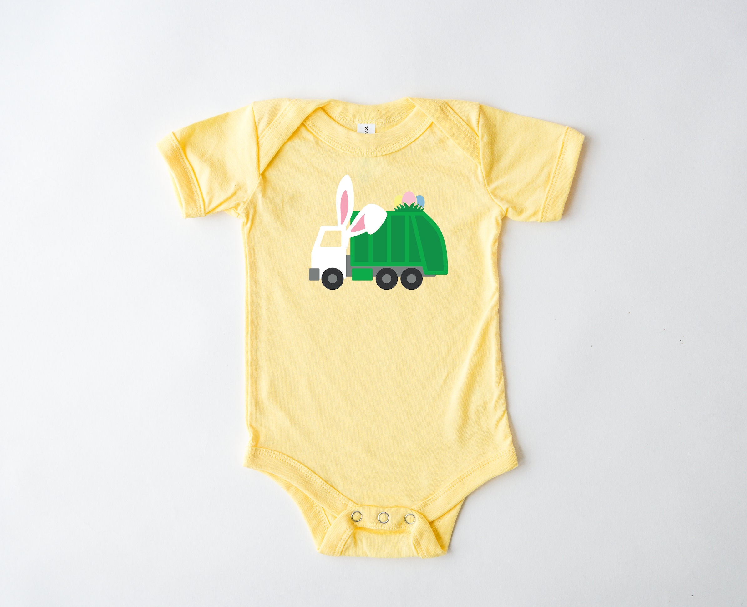Easter Bunny Garbage Truck Baby Bodysuit: First Easter