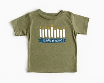 Festival of Lights Menorah Toddler/Baby/Kids Shirt, toddler jewish shirt, cute hanukah shirt, baby's first hanukkah, 8 crazy nights, menorah