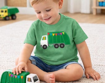 Chemise d'anniversaire de camion à ordures pour enfants - Camion poubelle personnalisé - Tenue de fête de camion pour tout-petits et jeunes - Chemise d'anniversaire personnalisée pour garçons ou filles