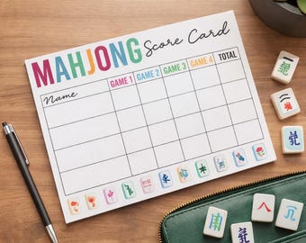 Bloc de notas para tarjetas de puntuación de Mahjong, bloc de puntuación de Mahjong, hoja de puntuación de Mahjong americano, regalo de Mahjong para mamá, accesorios para la noche de juegos de Mahjong
