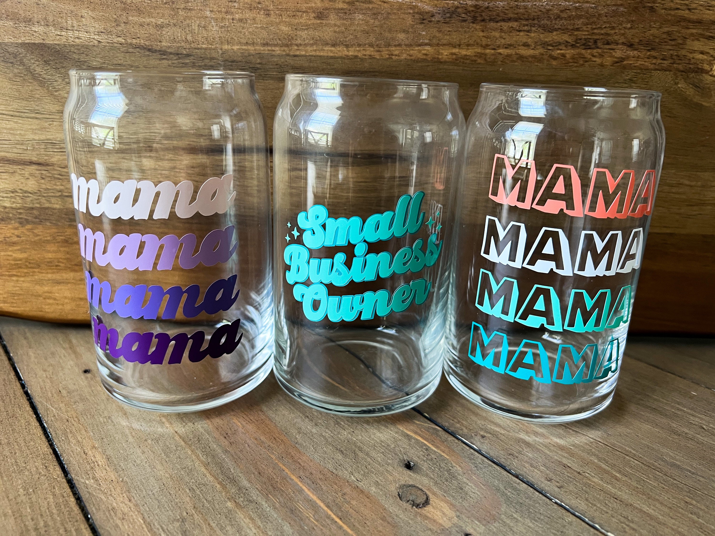 Mama/Mom Glass Can Tumbler with Bamboo Lid & Straw – Georgia Jean Boutique  & Co. LLC.