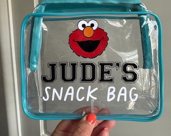 Gepersonaliseerde snacktas voor kinderen: doorzichtige reistas met Varsity Letter