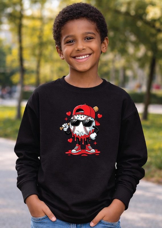 Valentine Baseball Shirt for Kids, Melting Baseball Long Sleeve, Boys Baseball Valentine Shirt, Sports Kids Shirt, Cute Baseball Tee