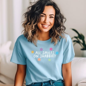 All Smiles on Shabbat Tshirt, Jewish Shirt, Cute Shabbat Shirt, Gift, Handmade, jewish teacher, Shabbat Shalom
