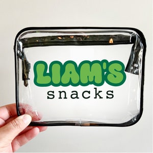 Personalized Kids Snack Bag: Bubble Font Clear Travel Bag