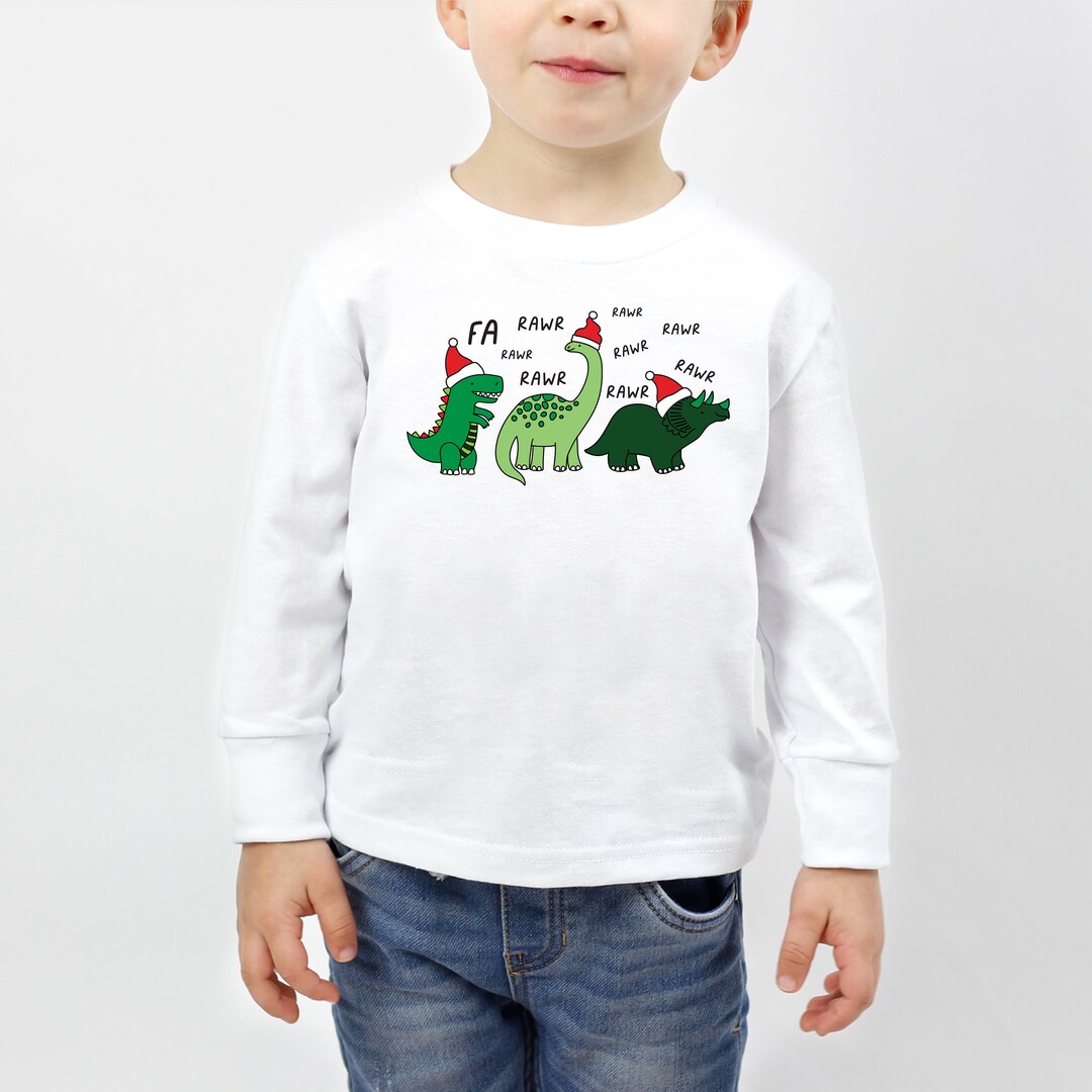 T-shirt Garçon Dinosaure Noël - Taille 1.5-2 Ans - Occasion En Très Bon état - Parfait Pour Les Fêtes