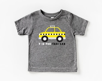 Camiseta de taxi para niños pequeños: Camiseta de vehículo de cumpleaños