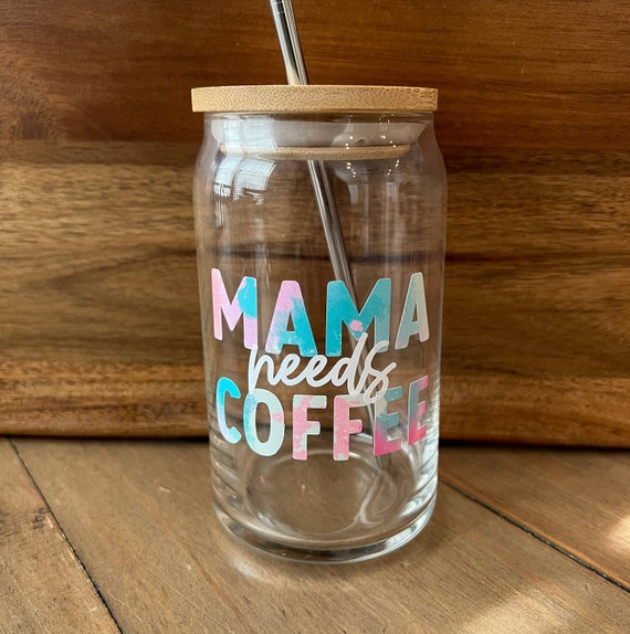 You Got This Mama Glass Cup With Bamboo Lid and Glass Straw 