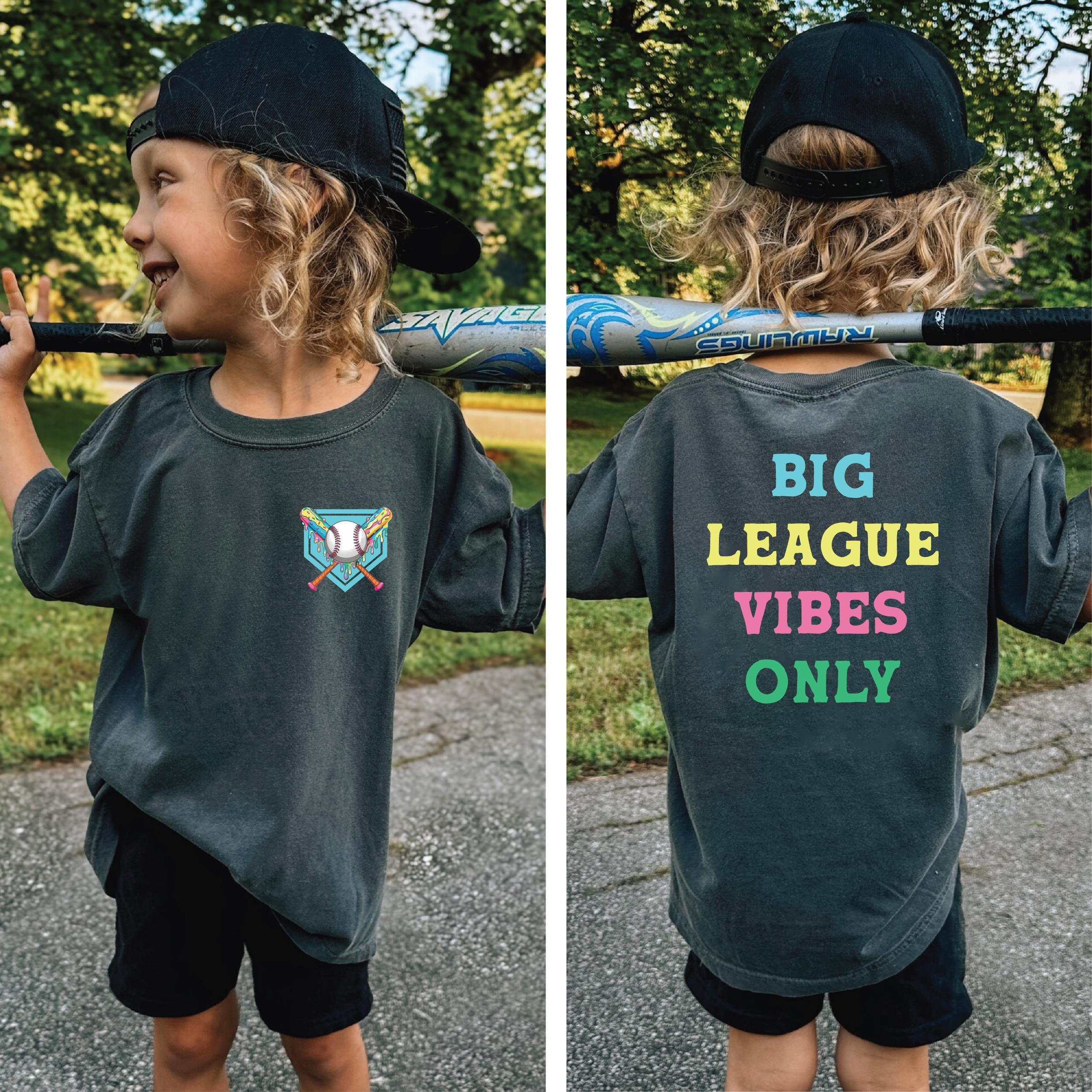 Youth Baseball Shirt I Drip Pocket Front and Big League Vibes Only Back I Cool Summer Tee for Baseball Kids I Youth Sizes