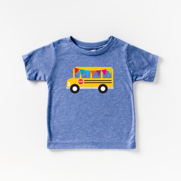 Customizable Birthday School Bus Shirt for Kids - Baby to Youth Sizes, School Bus toddler/baby t-shirt, vehicles, bus, beep beep