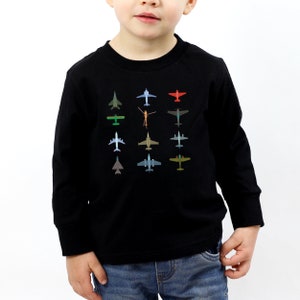 Airplane Collage Kids Long Sleeve Shirt: Aviation Enthusiast Tee