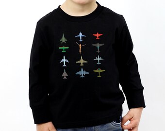 Airplane Collage Kids Long Sleeve Shirt: Aviation Enthusiast Tee