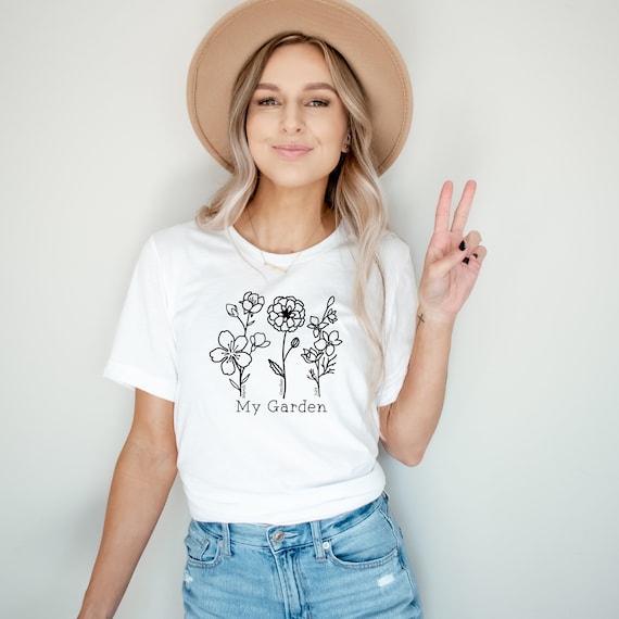 Custom Birth Flower T-shirt: Personalized Grandma's Garden Tee