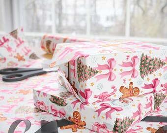 Pink Christmas Wrapping Paper | Pastel Holiday Gift Wrap