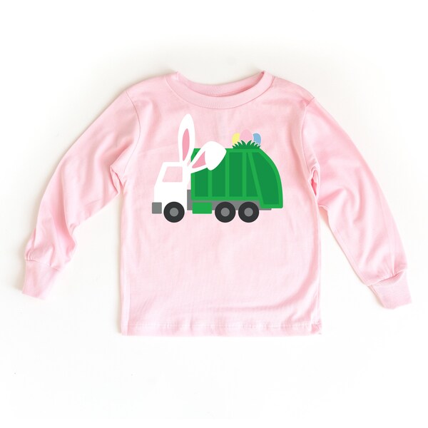 Trash Truck Easter Bunny Long Sleeve T-Shirt - Toddler & Youth Sizes