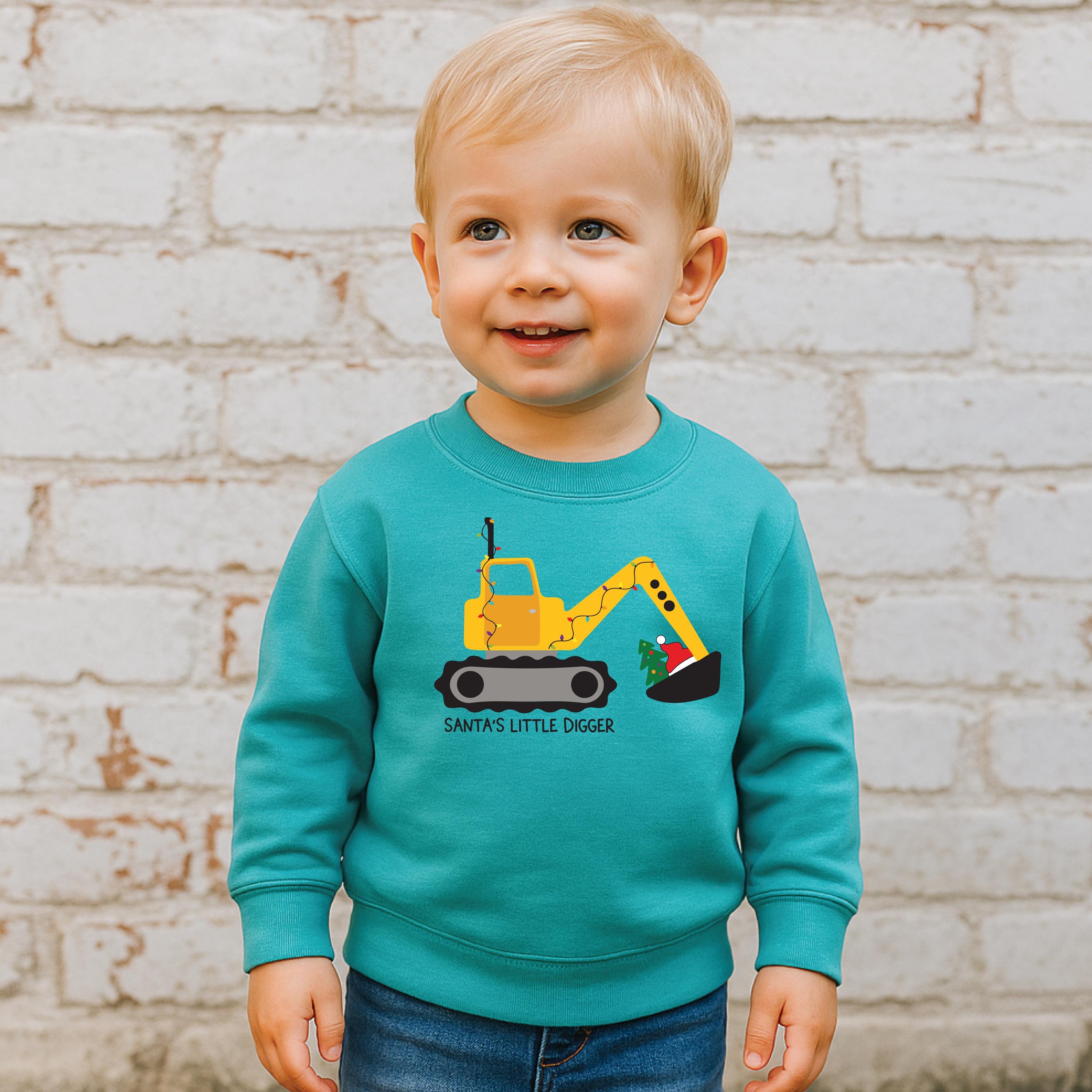 B&G-KID Toddler Boys Christmas Sweatshirt - Excavator Print Long Sleeve Pullover 2-7T B&G-KID Toddler Boys Christmas Sweatshirt - Excavator Print Long Sleeve Pullover 2-7T