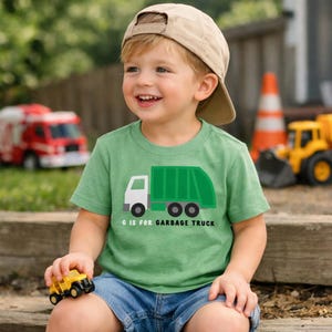 G is for Garbage Truck Tshirt for trash truck and vehicle loving kids and toddlers