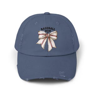 Distressed Baseball Mom Hat: Vintage Embroidered Cap with Bow