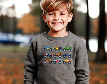 Rev Up Your Little One's Style with Monster Truck Toddler Crew Neck Sweatshirt