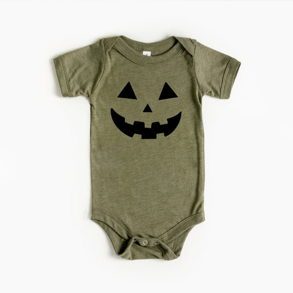 Baby Pumpkin Face Bodysuit, Fall,  Autumn, Happy Harvest, Halloween, Jack O Lantern, kids halloween