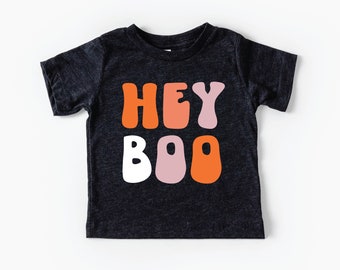 Retro Hey Boo baby/toddler/kids Tshirt, Fall,  Autumn, Halloween, fun halloween shirt, trendy halloween, toddler shirt, baby shirt