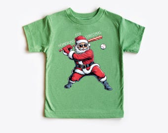 Homeruns for Christmas Shirt – Kids Baseball Santa Tee – Funny Holiday Toddler Youth T-Shirt Gift for Boys