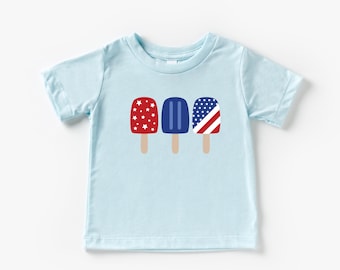 Patriotic Popsicles Kinder T-Shirt: Rot, Weiss, und Blau 4.Juli