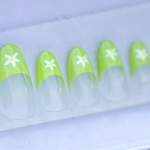 flower french tip y2k inspired press on nails - *made to order*